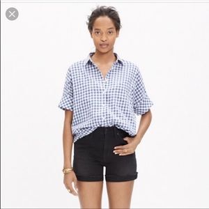 Madewell Blue Checkered Top (Size S)